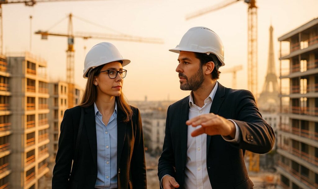Promoteurs immobiliers sur un chantier à Paris