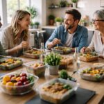 Déjeuner d’équipe en entreprise autour de repas faits maison livrés