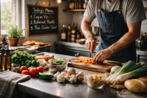 Repas faits maison livrés préparés avec des légumes de saison