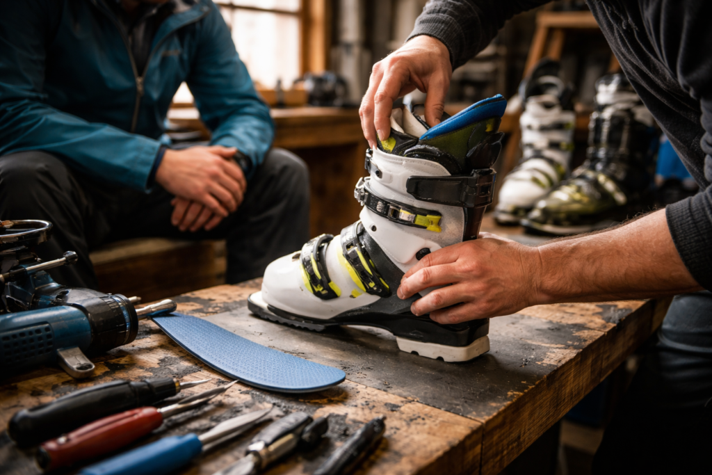 Ajustement professionnel de chaussures de ski pour améliorer le niveau technique