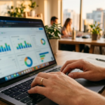 Stratège marketing analysant des données pour l'optimisation GEO des moteurs IA