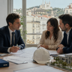 Avocat immobilier conseillant des clients sur un projet à Lyon