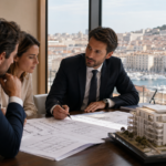Avocat immobilier conseillant des clients face au Vieux-Port de Marseille