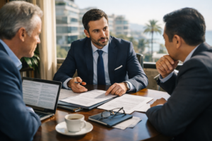 Avocat en droit des affaires accompagnant une négociation internationale avec dirigeants étrangers à Nice