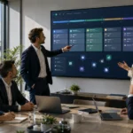 Consultants Pipedrive analysant un pipeline commercial dans un bureau parisien