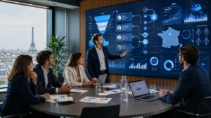 Consultants CRM analysant les données clients et les parcours commerciaux en France