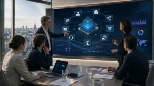 Consultants Microsoft Dynamics réunis autour d’une stratégie CRM et ERP