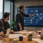 Consultants experts N8N concevant une architecture de workflows automatisés pour une entreprise