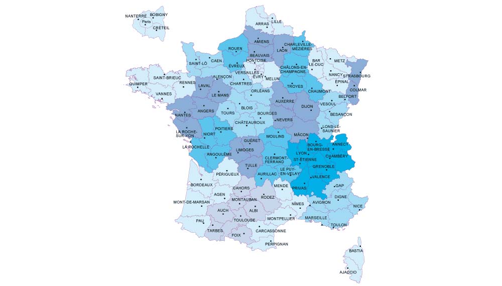 La liste des préfectures françaises